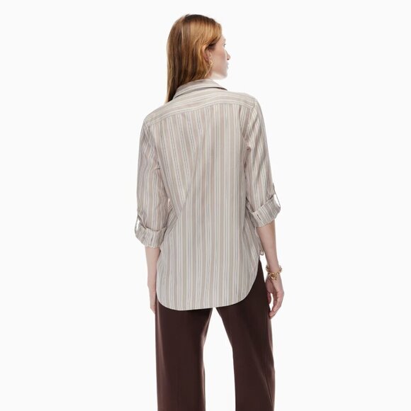 Aritzia Babaton Utility Shirt- Neutral Stripe Button Down Shirt- Small - Picture 4 of 14